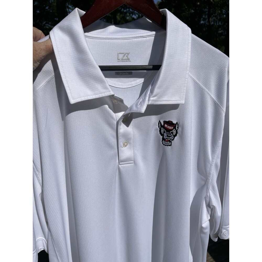 Cutter & Buck NC State Wolfpack White Polo Embroidered "Tuffy" Wolfhead Logo 2XT